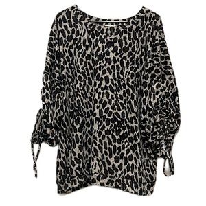 Women’s EASEL Los Angeles, Leopard Print, Tie Up Sleeves Top, Size Small